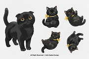 15 Bundle Watercolor Dark Cats Kiten, an Animal Illustration by Morspective (Thumbnail 6 of 8)
