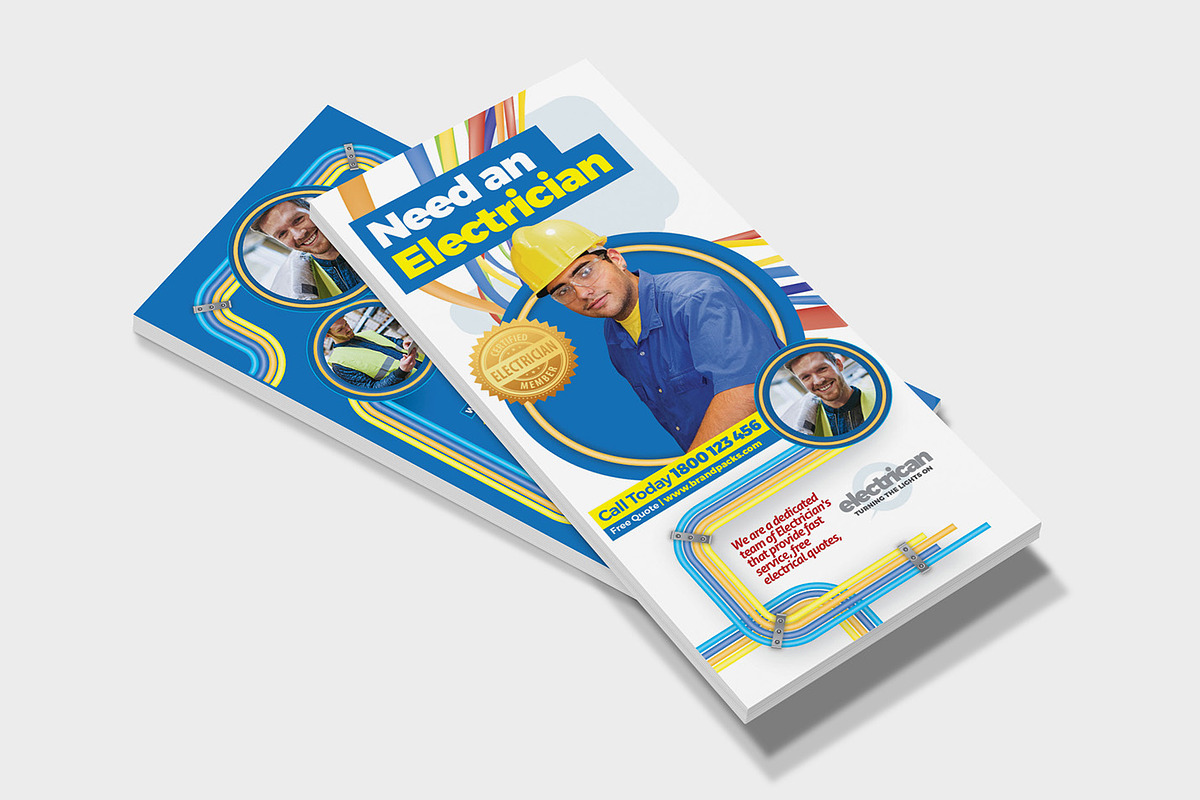Electrician Rack Card Template, a Card Template by BrandPacks