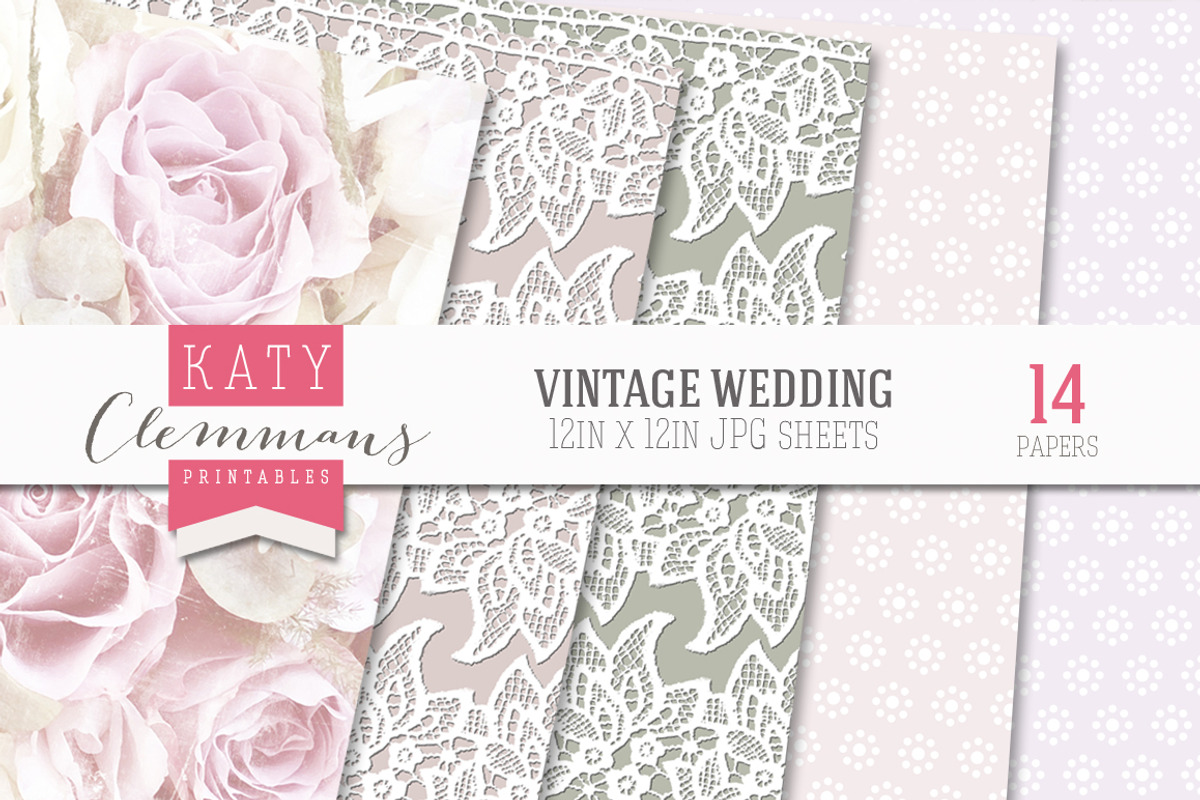 Vintage Wedding patterned paper pack preview 2