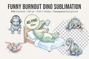 Funny Burnout Dino Sublimation, an Illustration by Artnoy