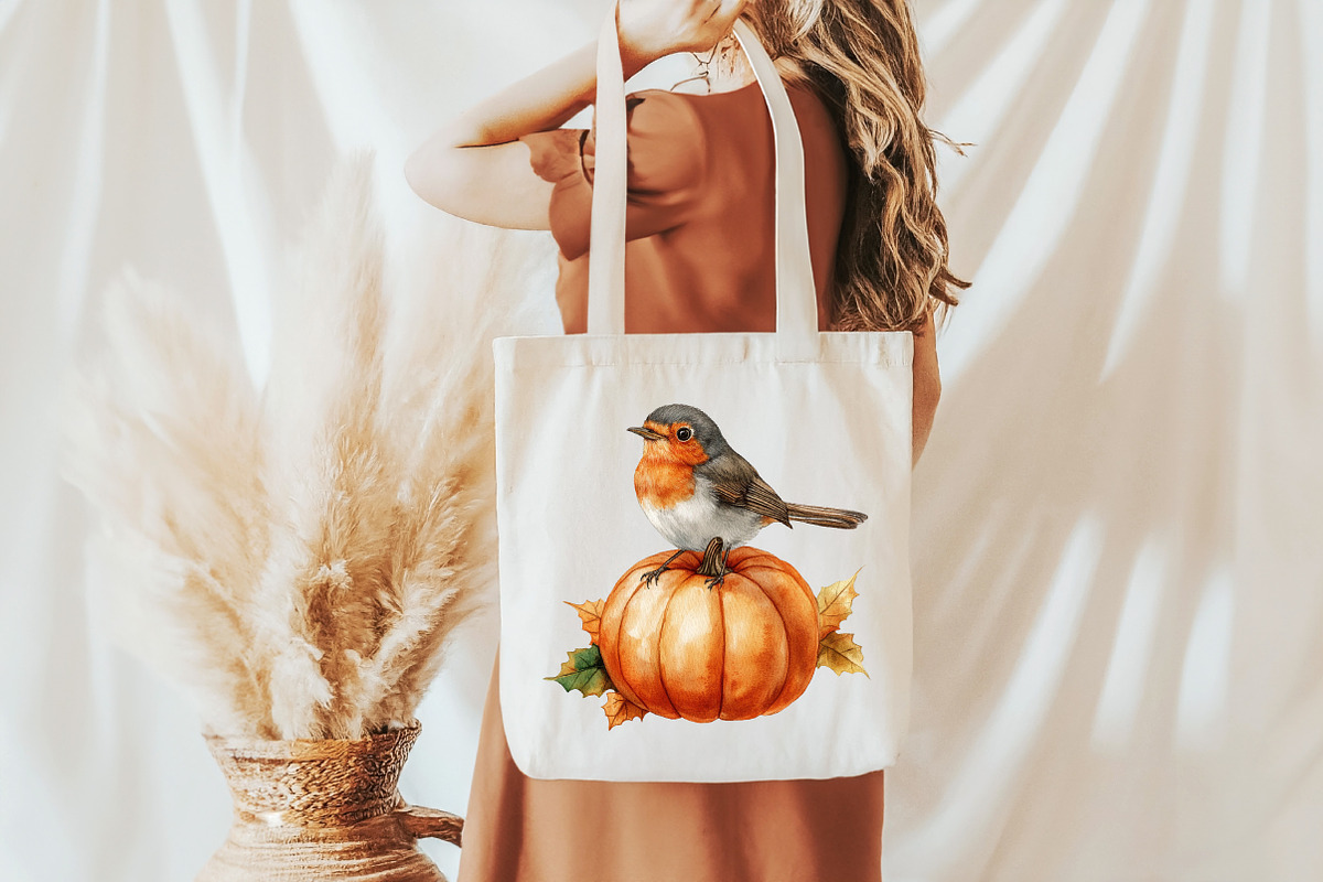 Watercolor Robin Birds Clipart, Fall, an Illustration by Pixels.Craft (Photo 4 of 7)