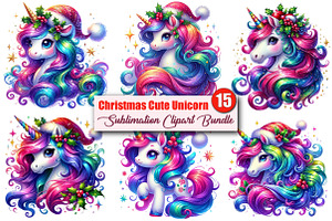 Christmas Cute Unicorn Clipart