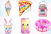 Watercolor Junk Food Clipart Bundle, a Food Illustration by Canvas Craft (Thumbnail 2 of 3)