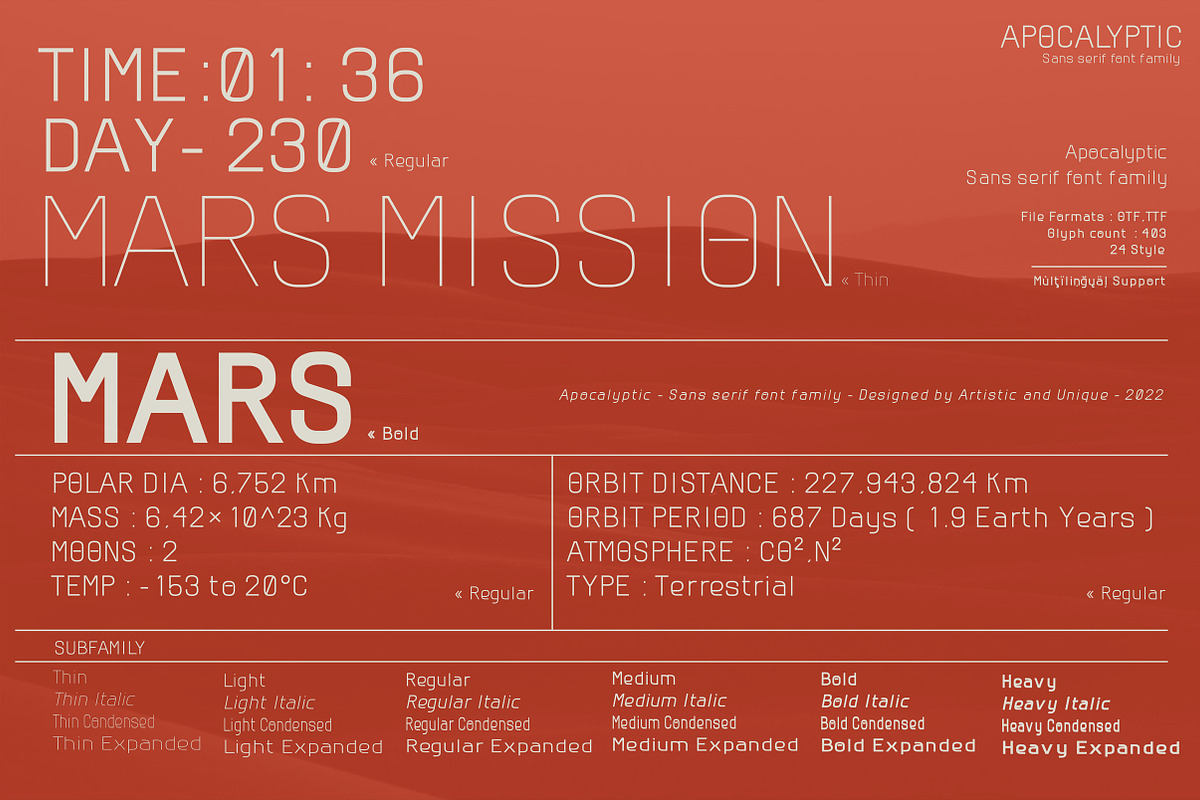 Apocalyptic - Sans Serif Font Family, a Sans Serif Font by Artistic & Unique (Photo 9 of 14)