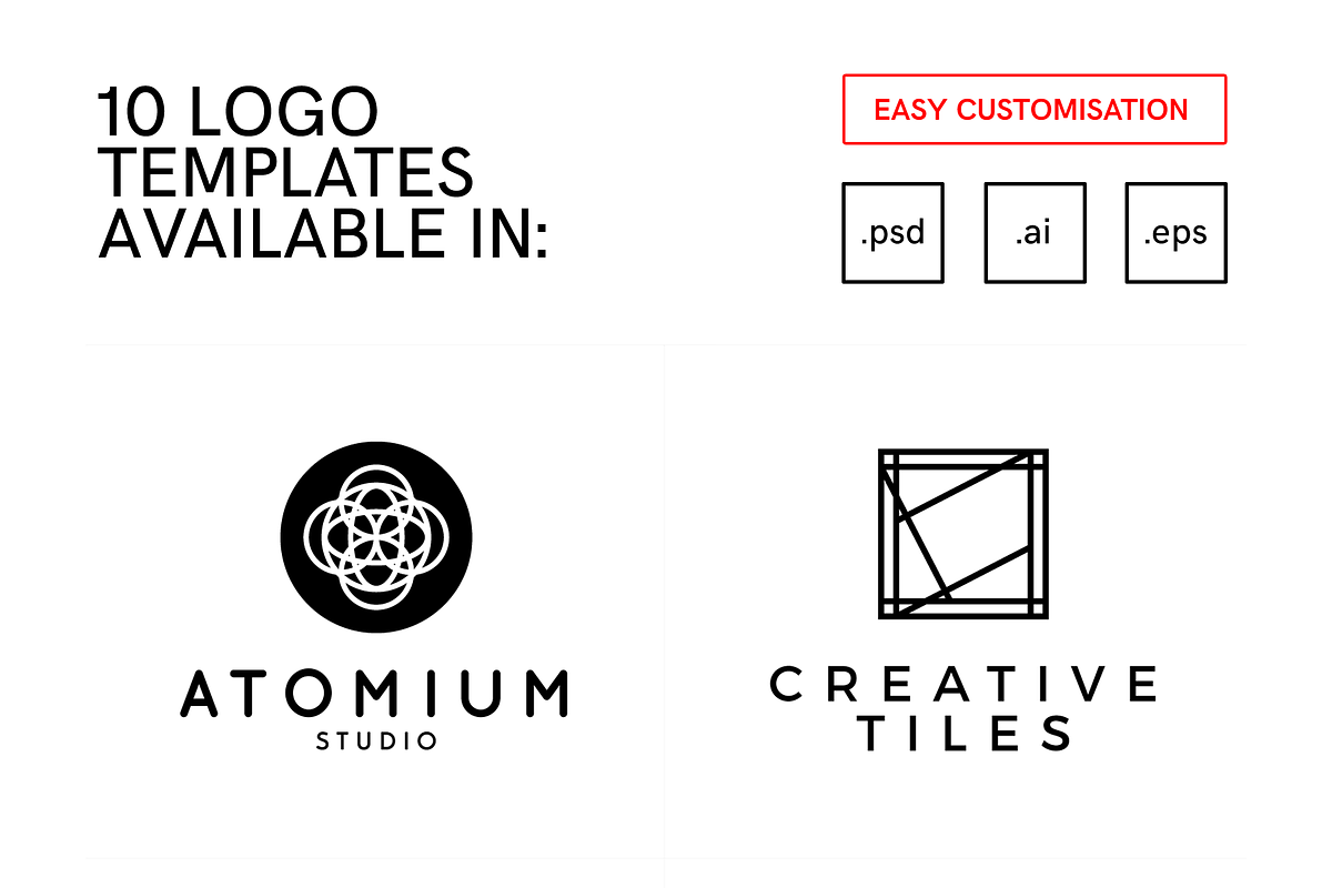 35 Clean Shapes + 10 Logos (Ai & Ps), a Branding & Logo Template by cristiursea (Photo 3 of 4)