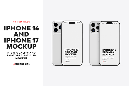 iPhone 16 & iPhone 17 Mockup, an iPhone Mockup by UnicDesign