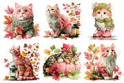 Watercolor Autumn Cat Clipart, a Seasonal Illustration by Daily.Designs (Thumbnail 5 of 5)