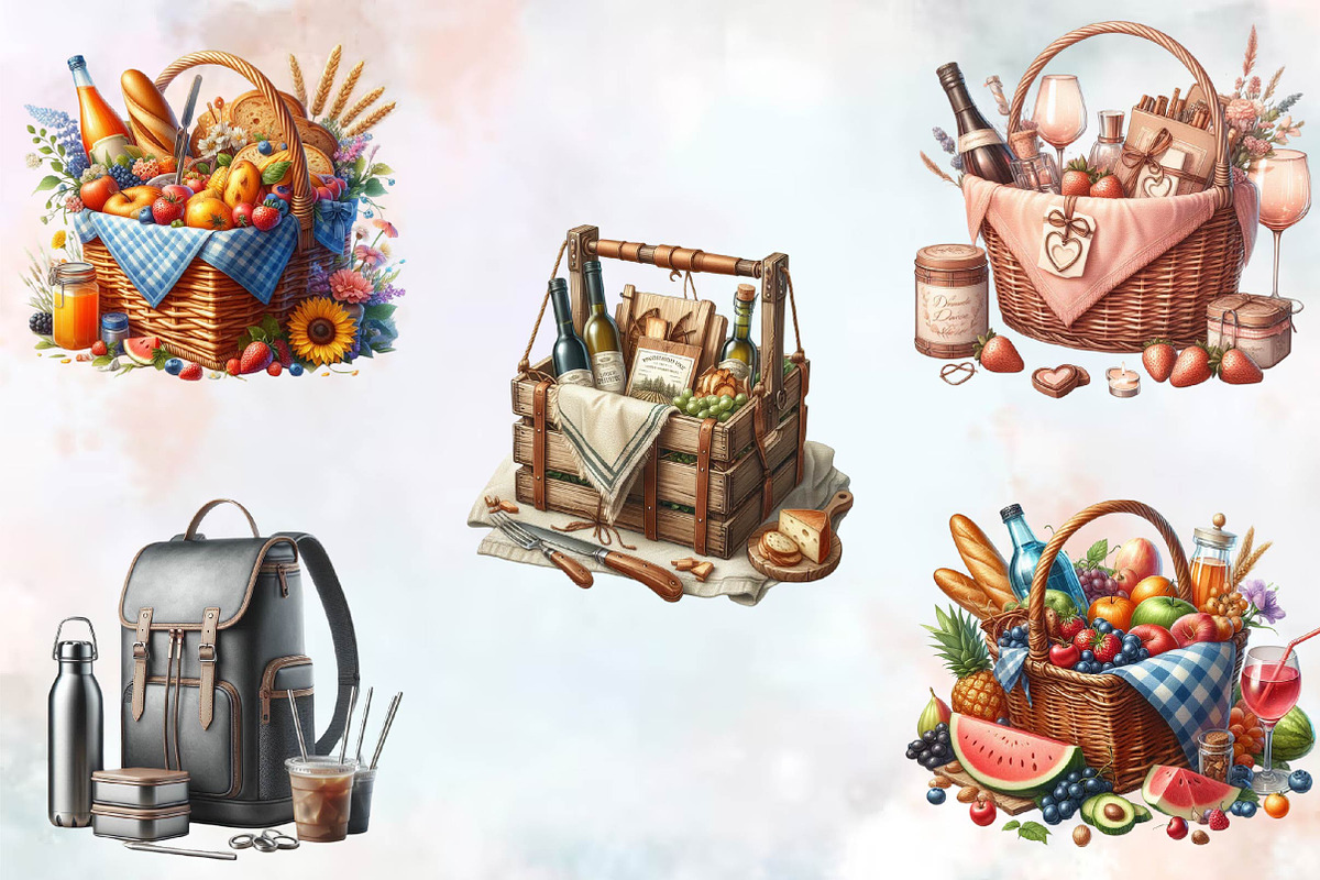 Summer Picnic Basket Clipart Bundle, an Illustration by SVGArt (Photo 4 of 7)