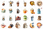 Watercolor Coffee Lover Clipart, an Illustration by DreamPrint404 (Thumbnail 2 of 5)