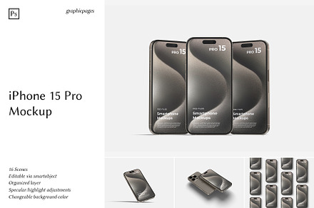 iPhone 15 Pro Mockup, an iPhone Mockup by graphicpages