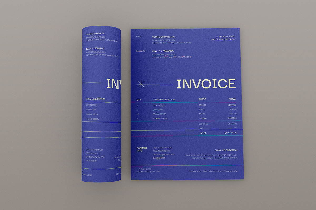 Blue Minimal Invoice, a Stationery Template by Neermana (Photo 3 of 4)