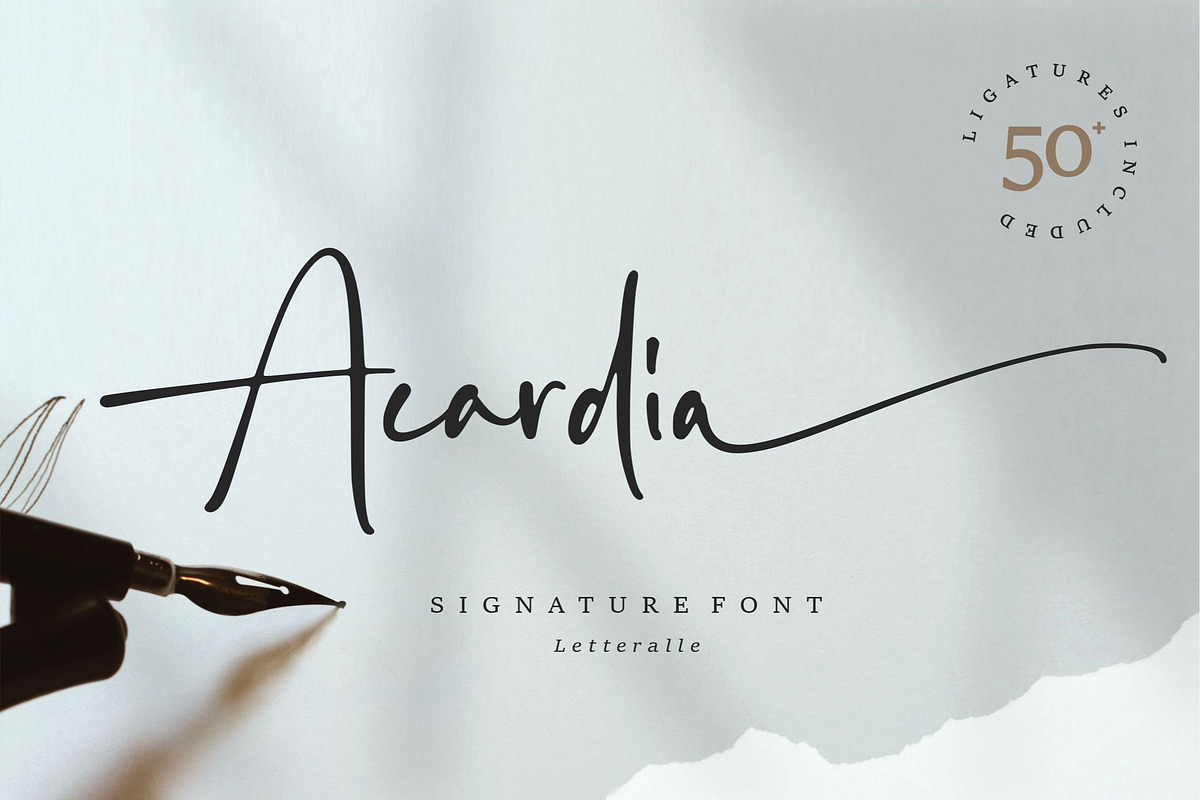 Acardia Signature Font, a Script Font by Letteralle Studios (Photo 1 of 10)
