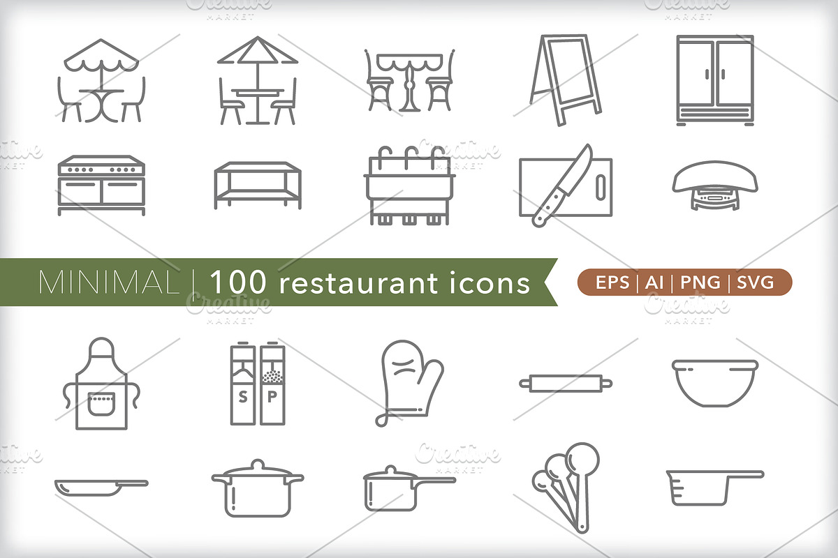 Minimal 100 restaurant icons, an Outline Icon by Picture Window (Photo 3 of 10)