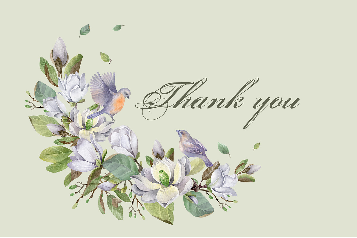 Watercolor Magnolia Flower Set, a Decorative Illustration by LenArt (Photo 18 of 18)