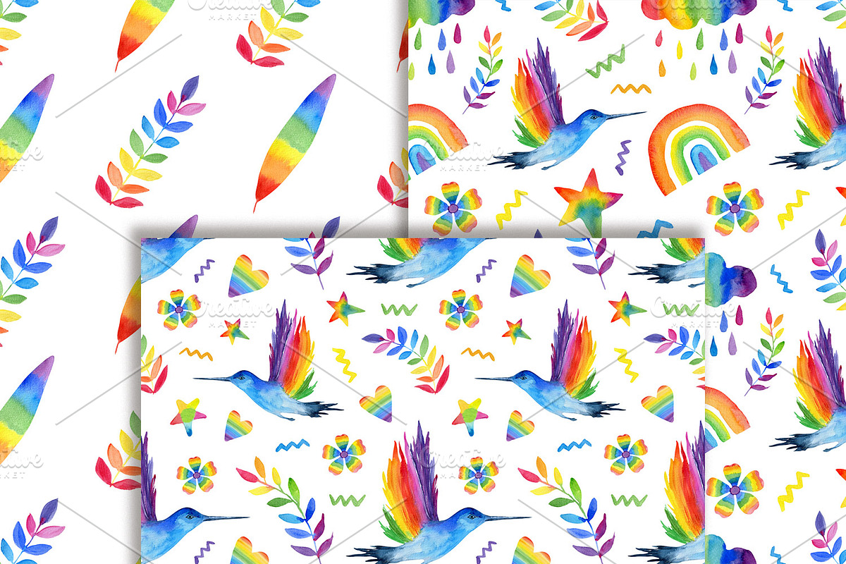 Watercolor Rainbow Clipart & Pattern, an Illustration by ArtIrisArt (Photo 9 of 22)