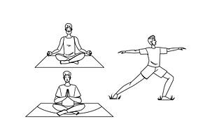nature outdoor yoga man vector, a Person Illustration by pikepicture