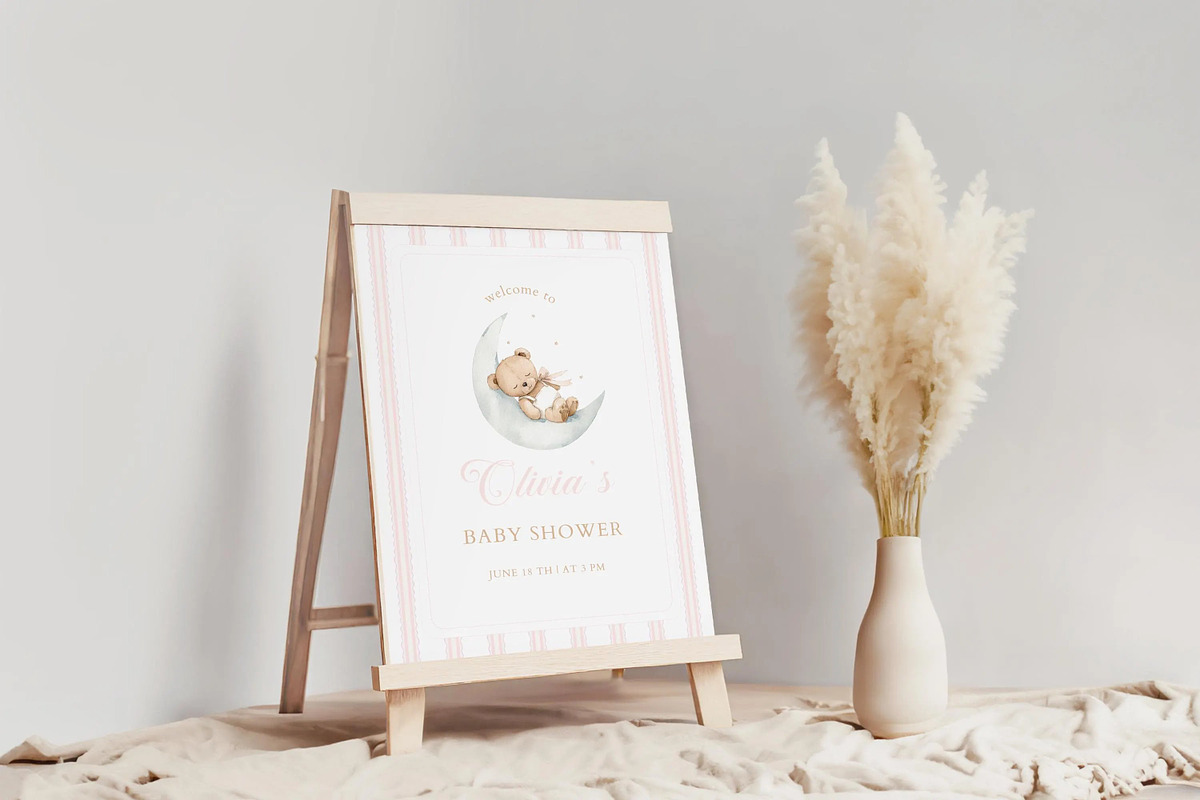 Teddy Bear Baby Shower Welcome Sign, a Flyer Template by LucaTheme (Photo 4 of 6)