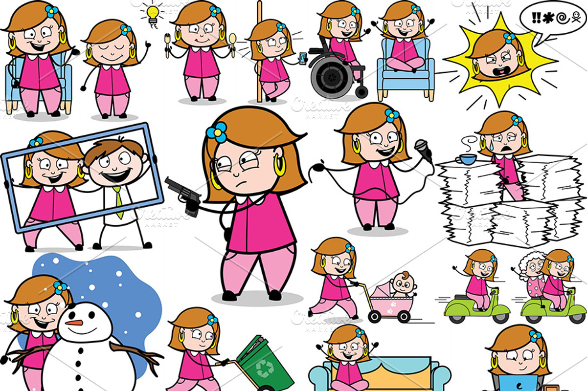 Housewife ~ Cartoon Character Set, a Person Illustration by The Toon Company (Photo 5 of 7)