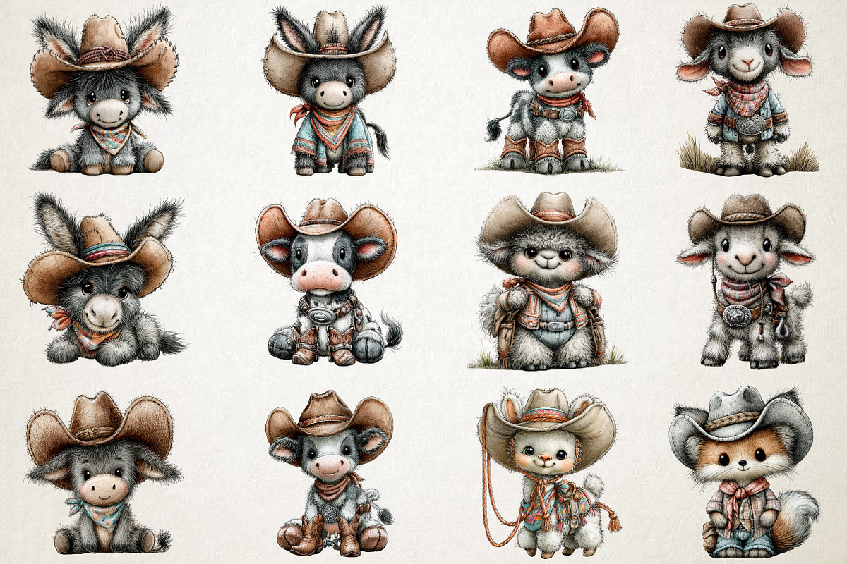 Whimsical Western Animals Clipart, a Seasonal Illustration by RobertsArt (Photo 3 of 7)
