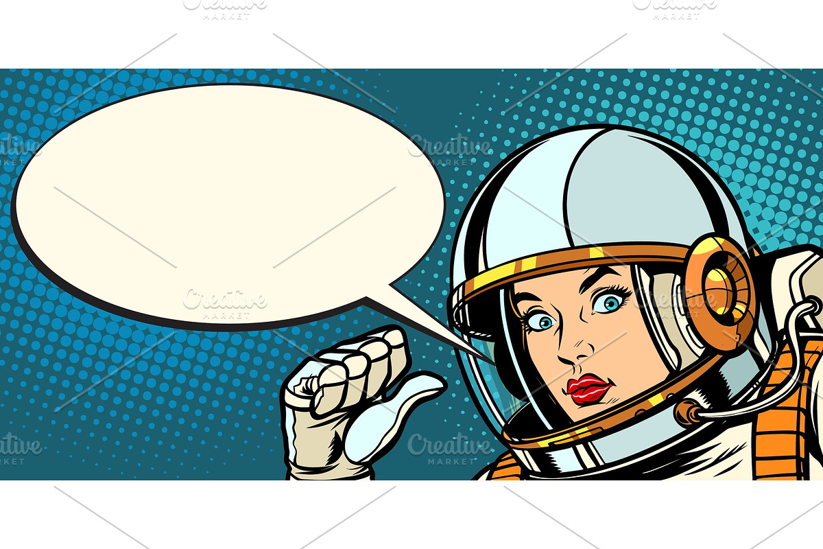 serious astronaut woman points at, a Person Illustration by studiostoks