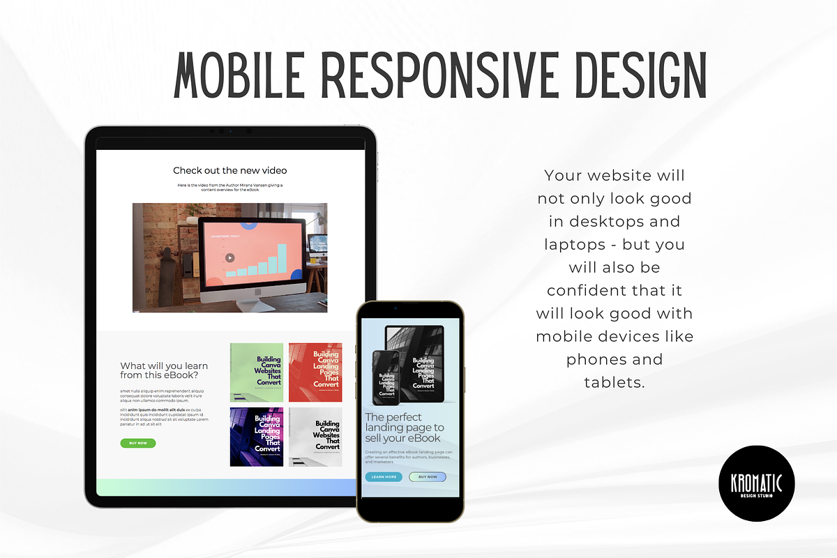Ebook Landing Page Template Canva, a Landing Page Template by Kromatic Design Studio (Photo 6 of 8)