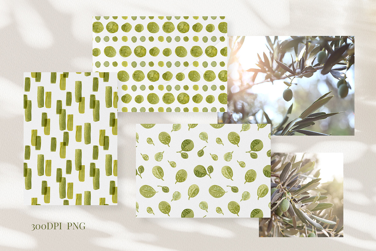 Olive abstract patterns watercolor, a Texture Illustration by YarovaArt (Photo 16 of 21)