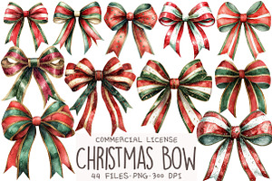 Coquette Christmas Bow Clipart, an Illustration by OK Design