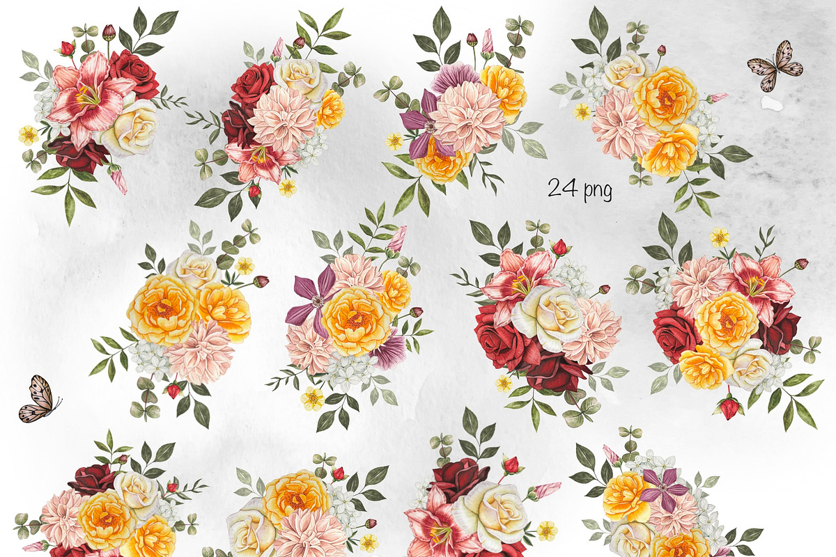 Watercolor Autumn Floral Bouquets, an Illustration by DiashaArt (Photo 4 of 5)