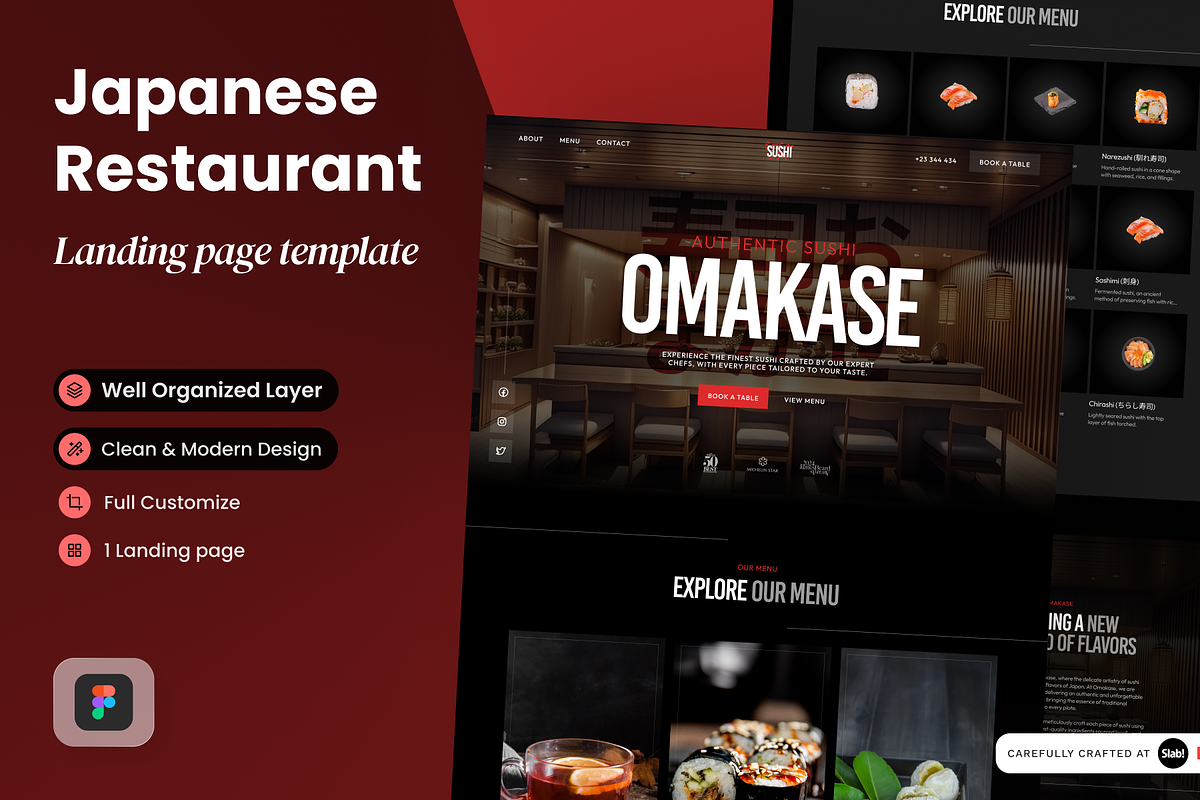 Japanese Restaurant Landing Page, a Landing Page Template by SLAB! Design (Photo 1 of 3)