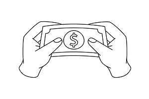 Two hand holding a dollar bill, a Finance Illustration by GraphiShop