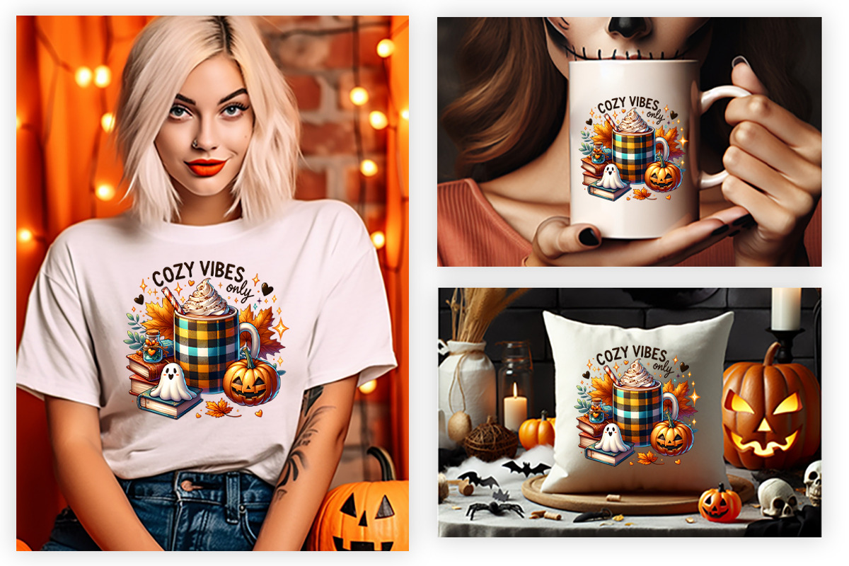Cozy Vibes Plaid Pumpkin Mug Clipart, a Seasonal Illustration by Creative Arslan (Photo 2 of 3)