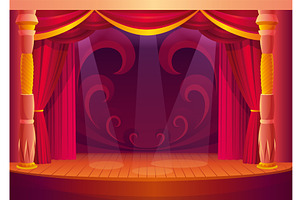 Theater stage with red curtains and, a Texture Illustration by the8monkey