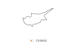 Cyprus vector map outline, line