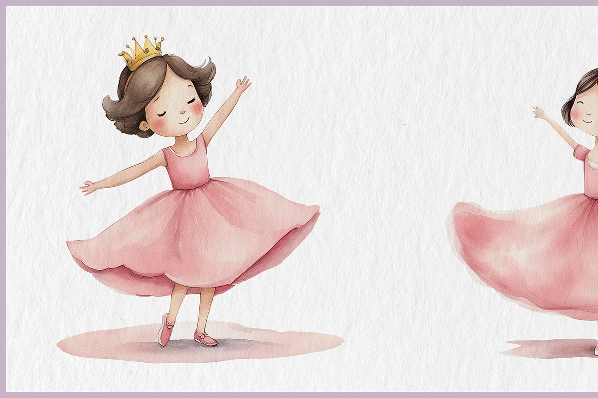 Little Pink Princess Watercolor Art, a Decorative Illustration by Digital Dreamscaping (Photo 5 of 9)