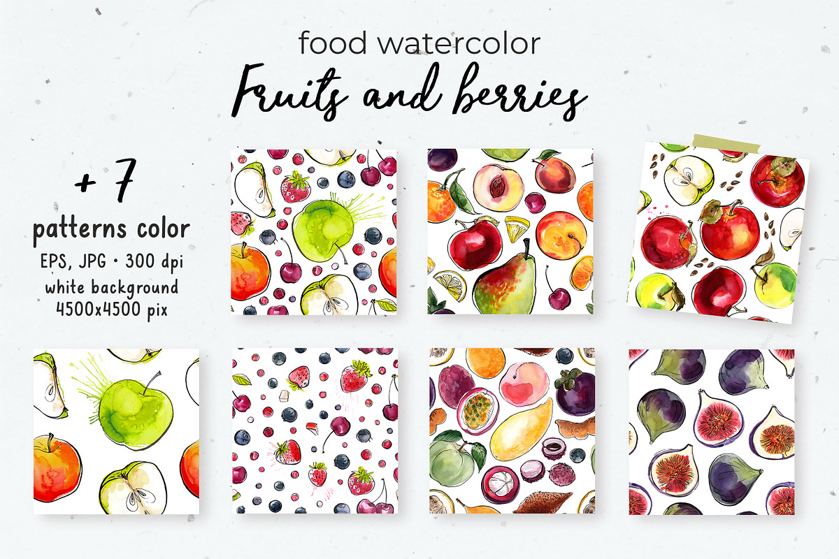 Food watercolor. Fruits and berries, a Food Illustration by irina.vaneeva (Photo 5 of 10)