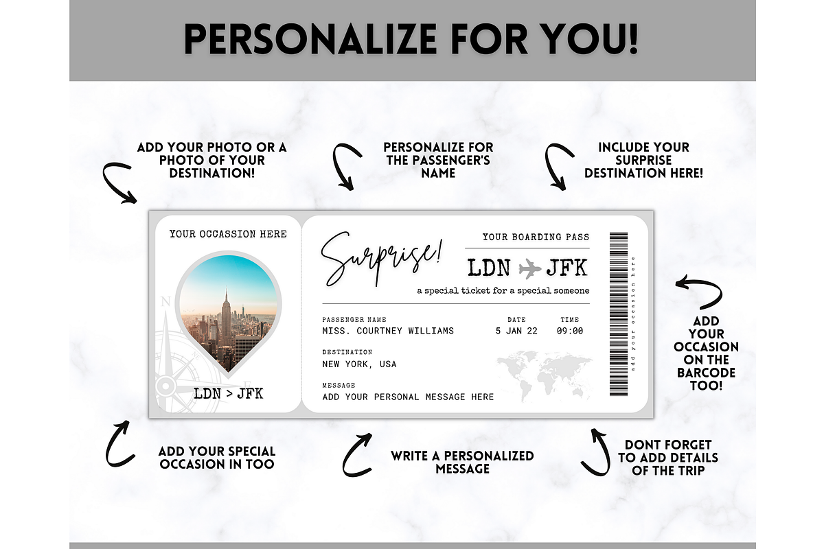 Boarding Pass Template, EDITABLE, a Templates & Theme by Templatables (Photo 4 of 8)