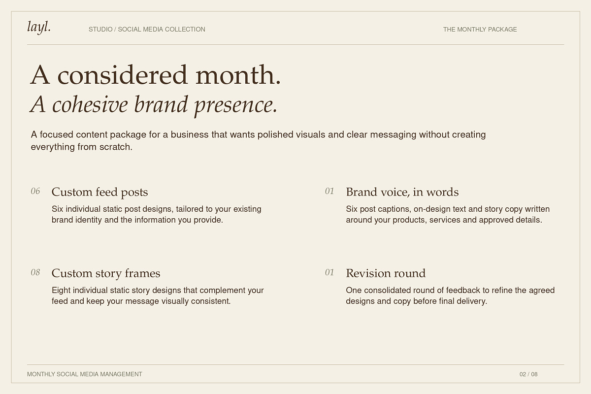 1 Month Social Media Management, a Social Media Template by Layl Atelier (Photo 2 of 8)