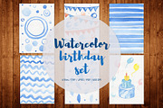 Watercolor handpainted birthday set, a Decorative Illustration by My watercolor shop (Thumbnail 1 of 7)