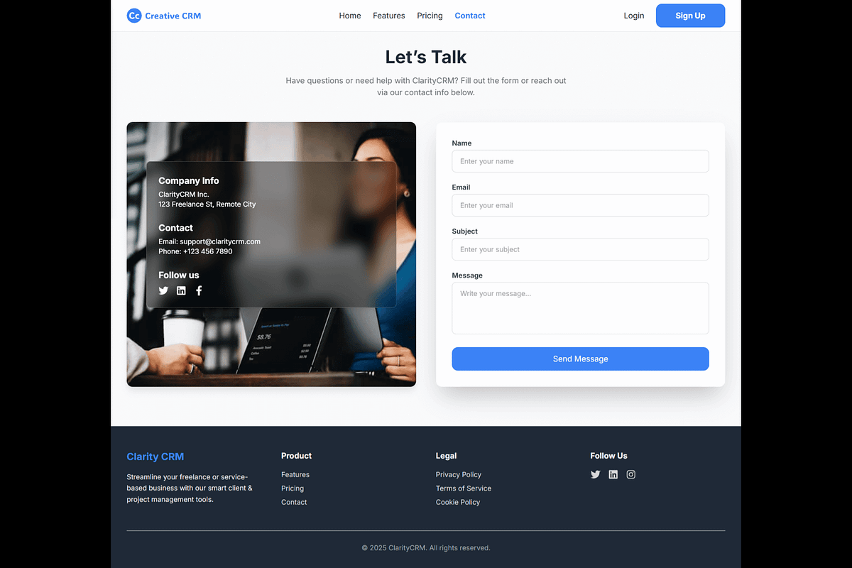 ClarityCRM – SaaS Dashboard Template, a React Template by EmmanuelNdeche (Photo 7 of 17)