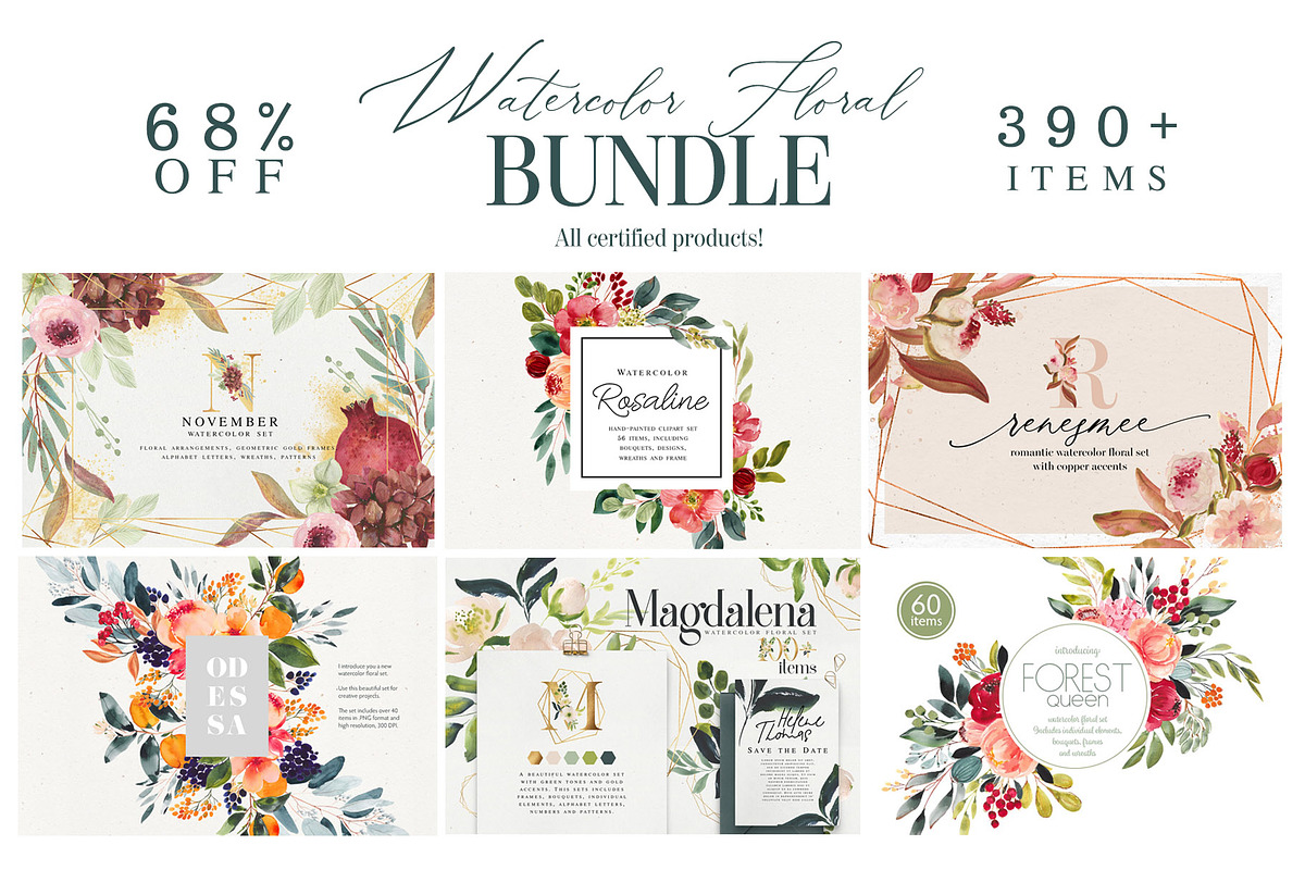 Watercolor Floral BUNDLE 2019, an Illustration by Charushella (Photo 1 of 7)