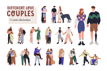 Different happy love couples set, a Person Illustration by Good Studio