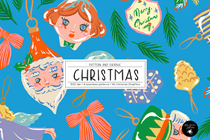 Christmas Patterns And Png Set