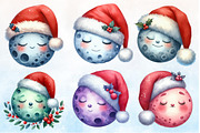 Christmas Sleepy Moon Clipart PNG, a Seasonal Illustration by Rose Art (Thumbnail 2 of 6)