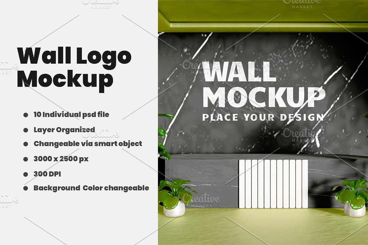 Office Wall Logo Mockup Set, an Advertising Mockup by samsulpassive (Photo 1 of 3)