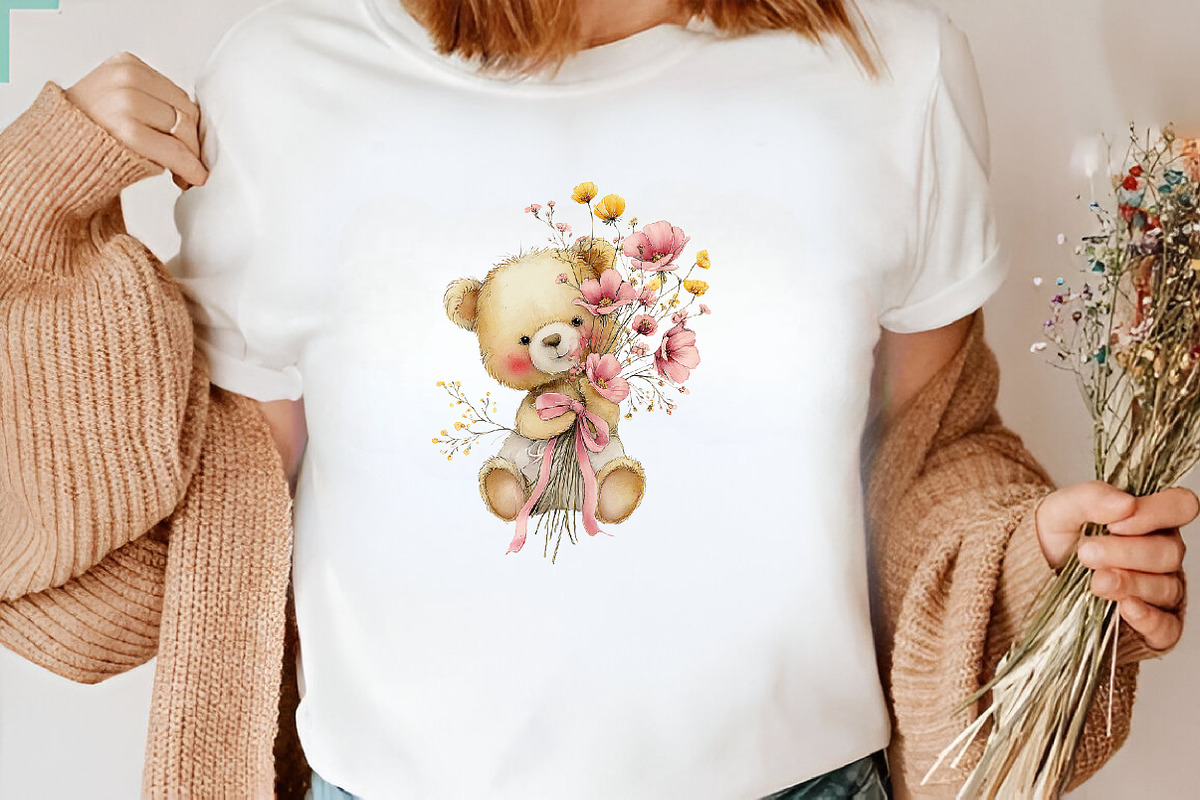 Whimsical Spring Teddy Bear Clipart, an Illustration by CreationArt (Photo 7 of 10)