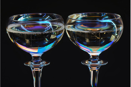 Sparkling wine in colorful glasses, a Food & Drink Photo by Ylivdesign