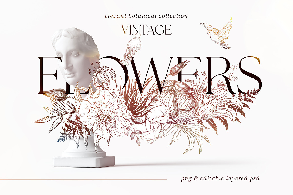 Vintage Flowers Collection, an Illustration by TL Design (Photo 1 of 8)