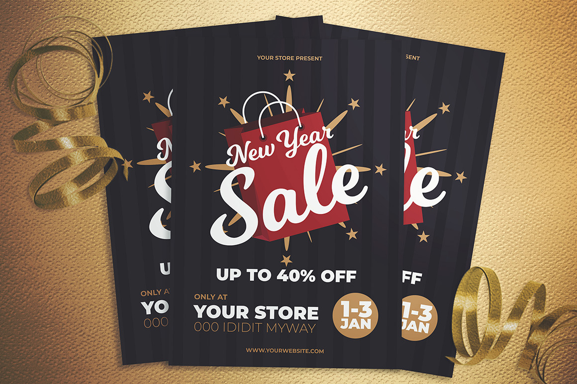 New Year Sale Flyer by Gumico Studio  Creative Market