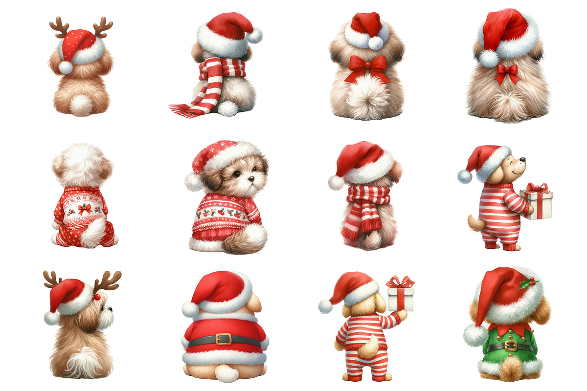 Funny Christmas Dog from Behind, a Seasonal Illustration by CitraGraphics (Photo 2 of 6)