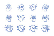 Artificial Intelligence Head Logos, a Branding & Logo Template by Vectorium Studio (Thumbnail 1 of 2)